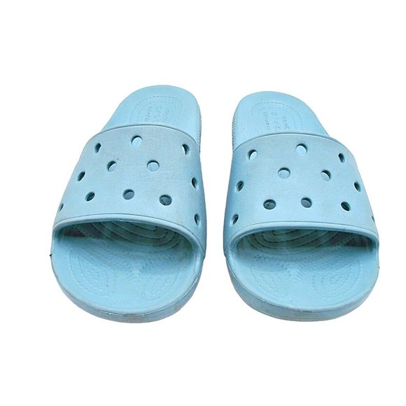 Crocs Iconic Comfort Slides Sandals Slip On Shoes Blue Flats M7- W9 Foam Footbed - Picture 2 of 9